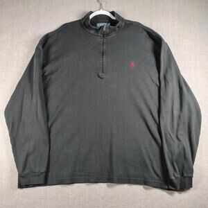Polo Ralph Lauren Mens 2XLT Black Quarter Zip Long Sleeve Shirt EUC Black Polo